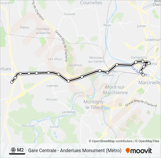 Metro M2 lijnkaart