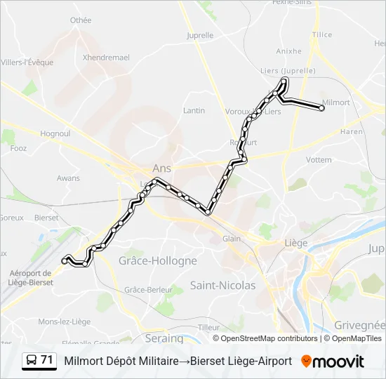 71 Bus Line Map