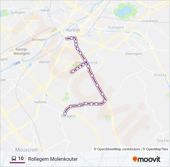 Bus 10 lijnkaart