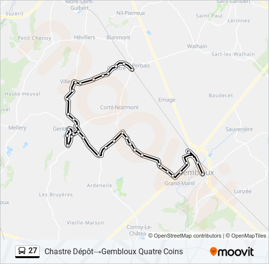 Plan de la ligne 27 de bus