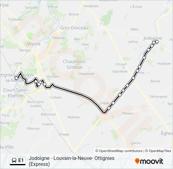 E1 Bus Line Map