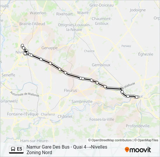 E5 Bus Line Map