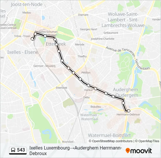 543 Bus Line Map