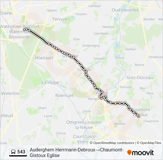 Bus 543 lijnkaart