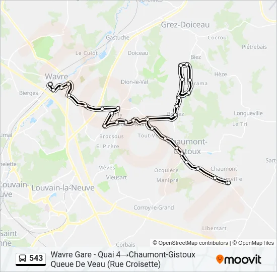 543 Bus Line Map