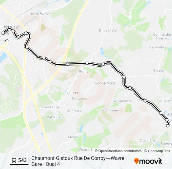 543 Bus Line Map