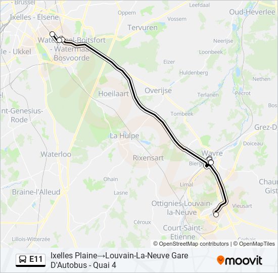 e11 Route: Schedules, Stops & Maps - Ixelles Plaine‎→Louvain-La-Neuve ...
