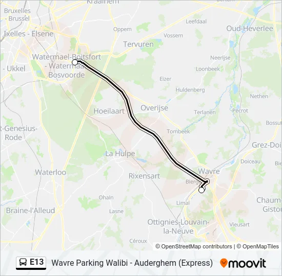 E13 Bus Line Map