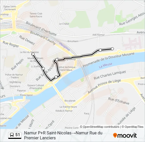 51 Bus Line Map