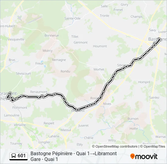 601 Bus Line Map