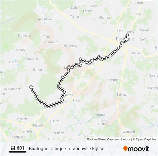 601 Bus Line Map