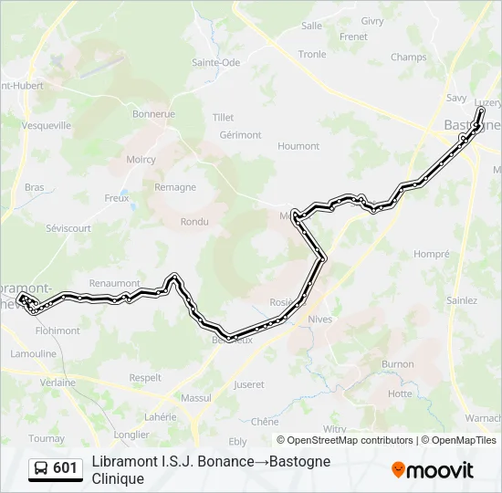 601 Bus Line Map