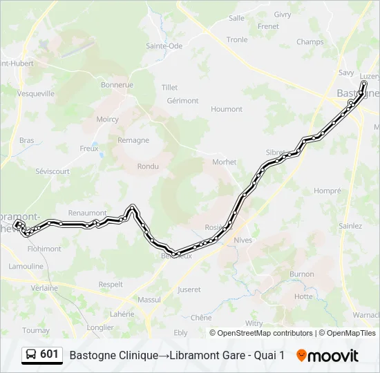 601 Bus Line Map