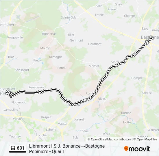 601 Bus Line Map