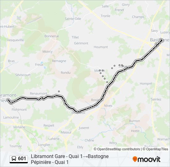 601 bus Line Map