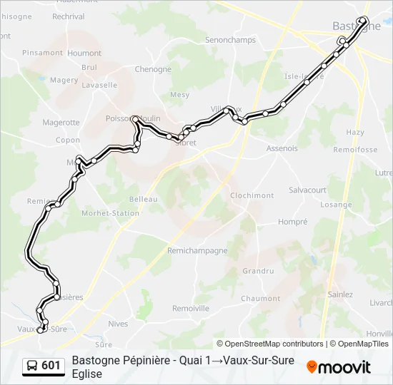601 Bus Line Map