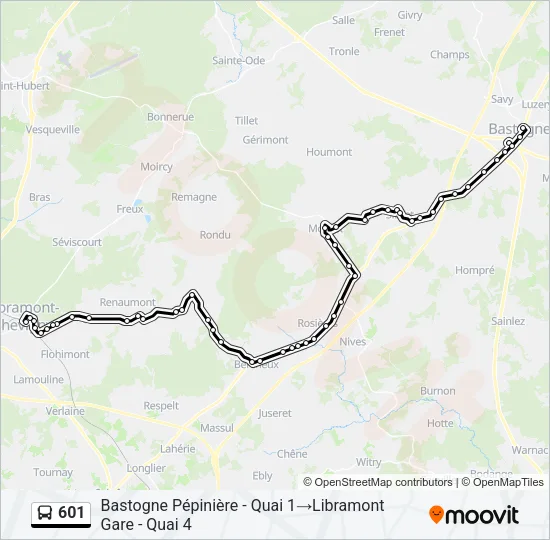 601 Bus Line Map