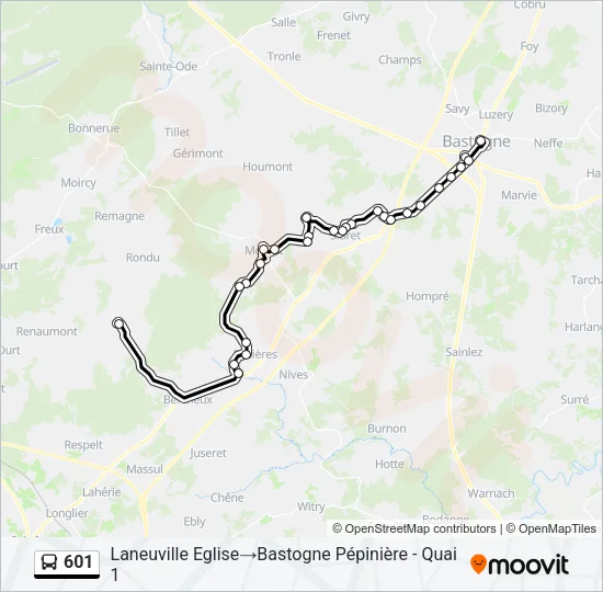 601 Bus Line Map