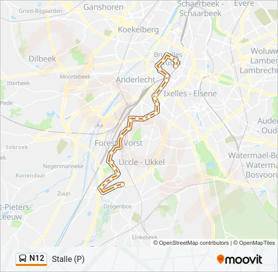 N12 Bus Line Map