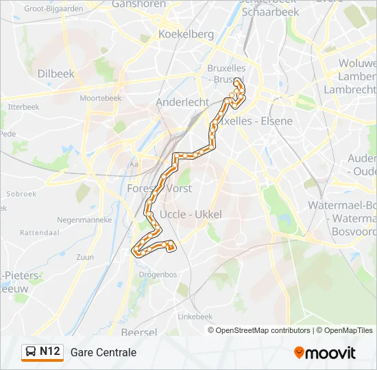 N12 Bus Line Map