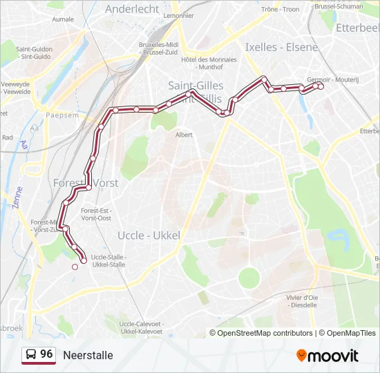 96 Bus Line Map