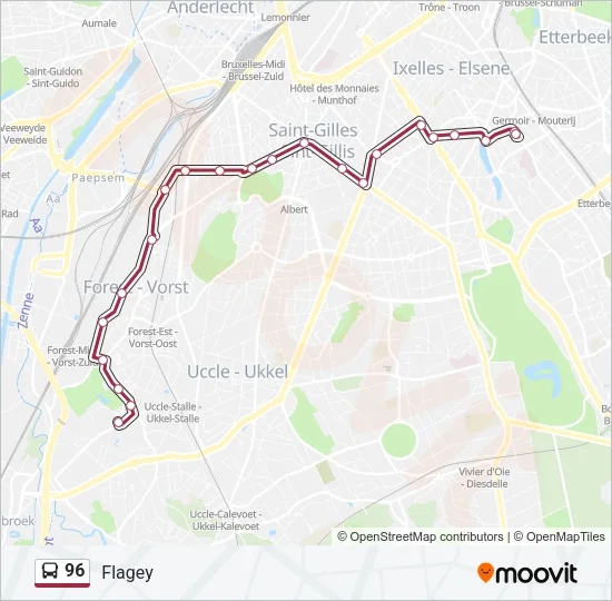96 Bus Line Map