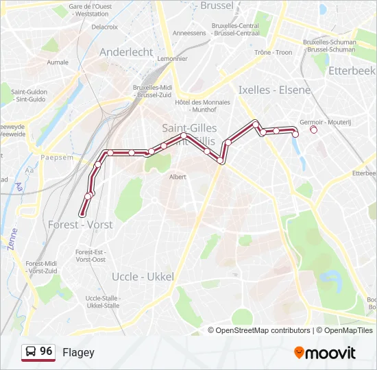 Plan de la ligne 96 de bus