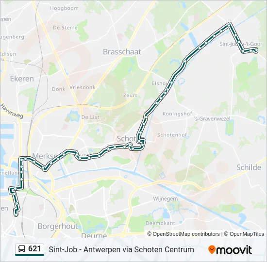 621 Bus Line Map