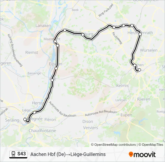 S43 S43 Route: Schedules, Stops & Maps - Aachen Central Station (De)→Liège ...