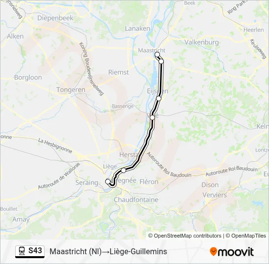 S43 S43 Route: Schedules, Stops & Maps - Maastricht (NL)→Liège-Guillemins ...