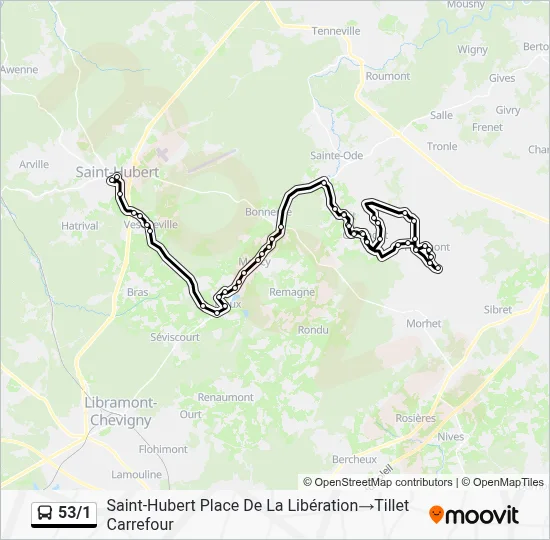 53/1 Bus Line Map