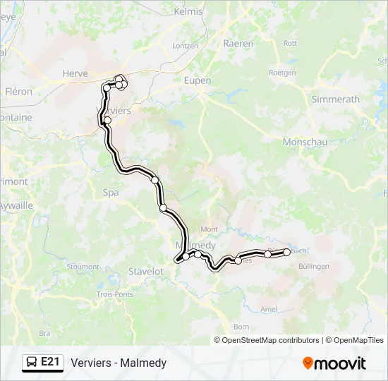 E21 Bus Line Map