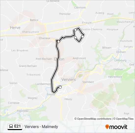 E21 Bus Line Map