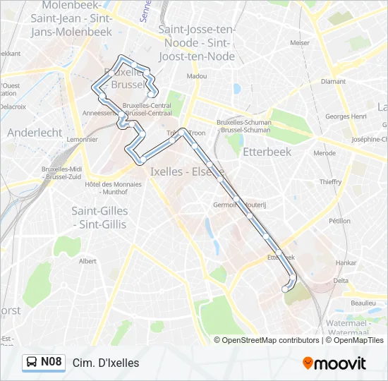 N08 Bus Line Map