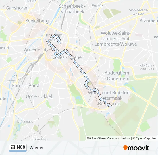 N08 Bus Line Map