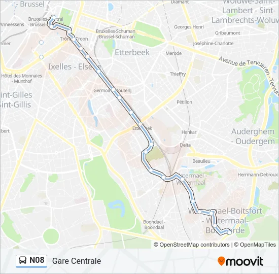 N08 Bus Line Map