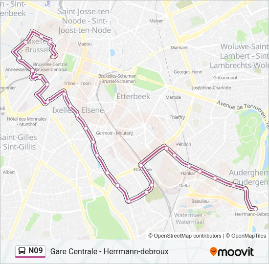 N09 Bus Line Map
