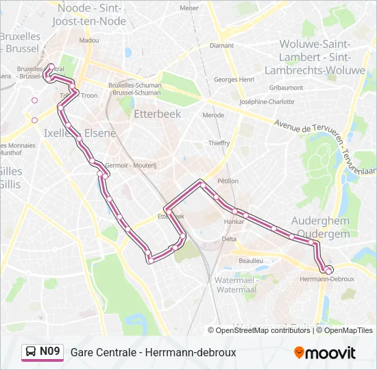 N09 Bus Line Map