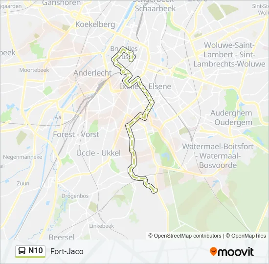 N10 Bus Line Map