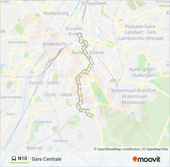 N10 Bus Line Map