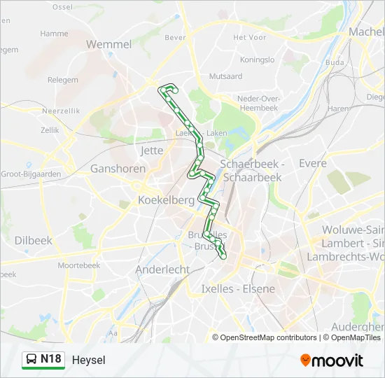 N18 Bus Line Map