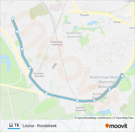 T8 Bus Line Map