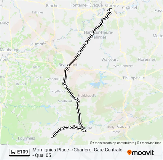 E109 Bus Line Map