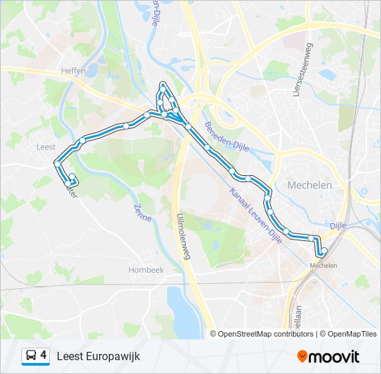 Plan de la ligne 4 de bus