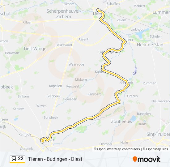 22 bus Line Map