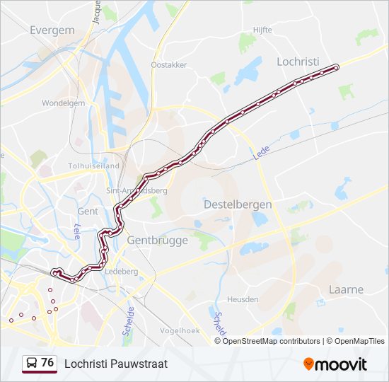 Plan de la ligne 76 de bus