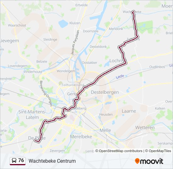 Plan de la ligne 76 de bus