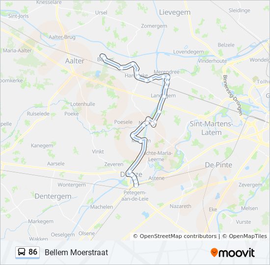 Plan de la ligne 86 de bus