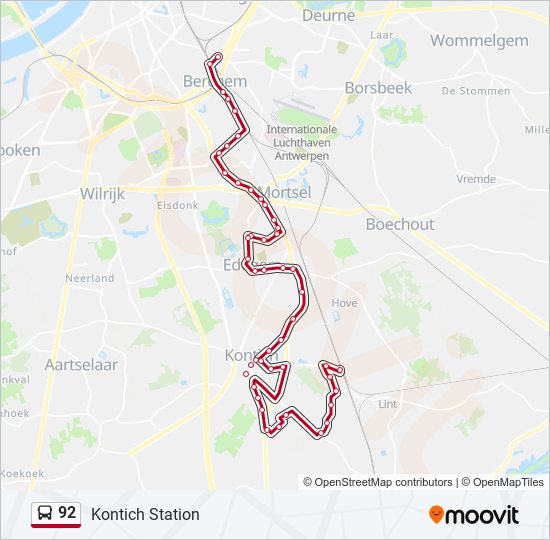 Plan de la ligne 92 de bus