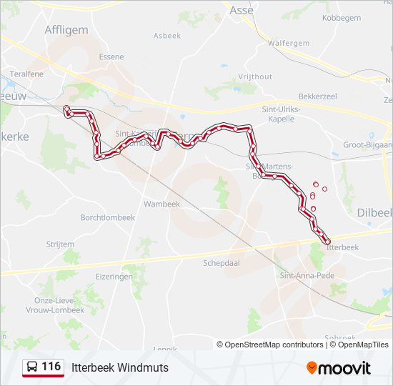 116 bus Line Map